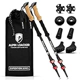 Alpin Loacker Teleskop Wanderstöcke Aluminium mit Korkgriff I Leichte Nordic Walking Stöcke Damen und Herren für Skifahren und Wandern I Trekkingstöcke Teleskop für Bergsport, rot