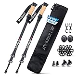 NORDMUT® Wanderstöcke Teleskop Alu | Nordic Walking Stöcke Damen und Herren | Ultraleichte Trekkingstöcke [mit Gummipuffer Set] verstellbar mit Echt Kork Griff