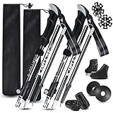 Kiaitre Wanderstöcke Trekkingstöcke Nordic Walking Stöcke - 110-130cm Faltbar, Verstellbar mit 4 Paar Gummipuffers für Wandern, Senioren-Trekking, Rucksacktouren